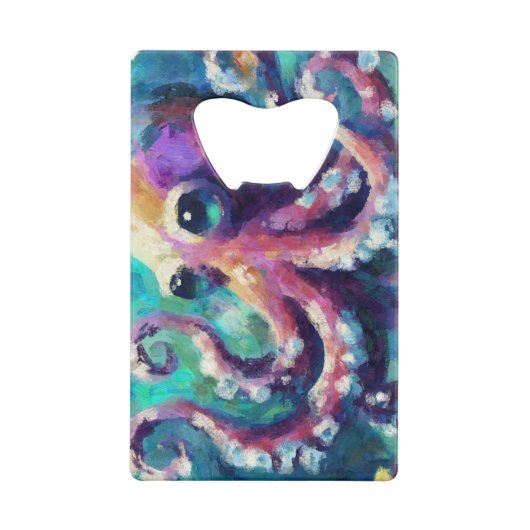Octopus Nautisch Strand Kust gepersonaliseerd Creditkaart Flessenopener (Achterkant)