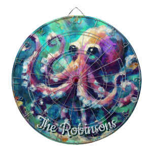 Octopus Nautisch Strand Kust gepersonaliseerd Dartbord