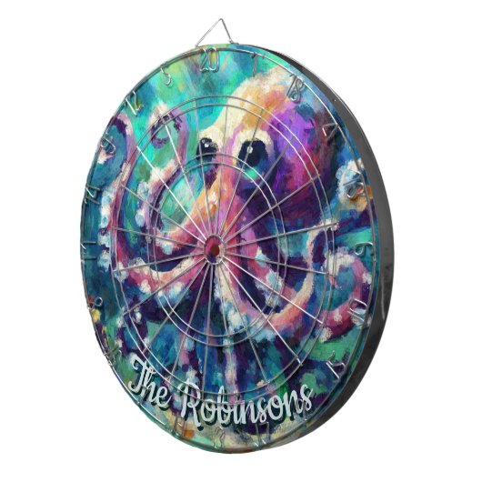 Octopus Nautisch Strand Kust gepersonaliseerd Dartbord (Voorkant Rechts)