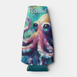 Octopus Nautisch Strand Kust gepersonaliseerd Flesjeskoeler