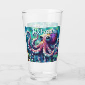 Octopus Nautisch Strand Kust gepersonaliseerd Glas (Achterkant)