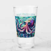 Octopus Nautisch Strand Kust gepersonaliseerd Glas (Voorkant)
