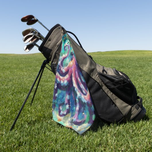 Octopus Nautisch Strand Kust gepersonaliseerd Golfhanddoek (Groen)