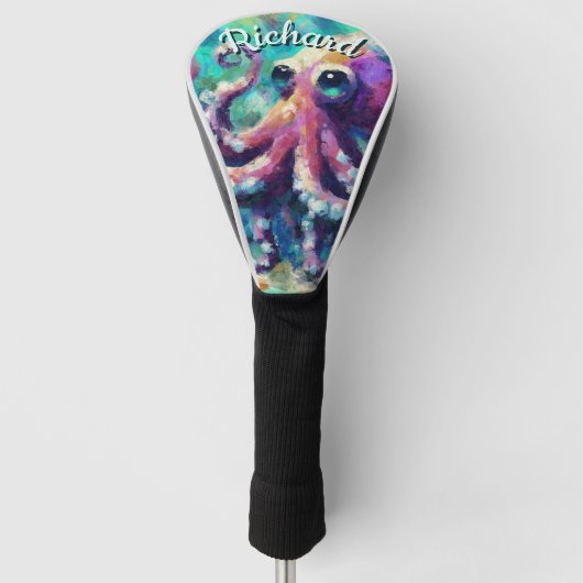 Octopus Nautisch Strand Kust gepersonaliseerd Golfheadcover (Voorkant)