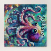 Octopus Nautisch Strand Kust gepersonaliseerd Legpuzzel (Horizontaal)