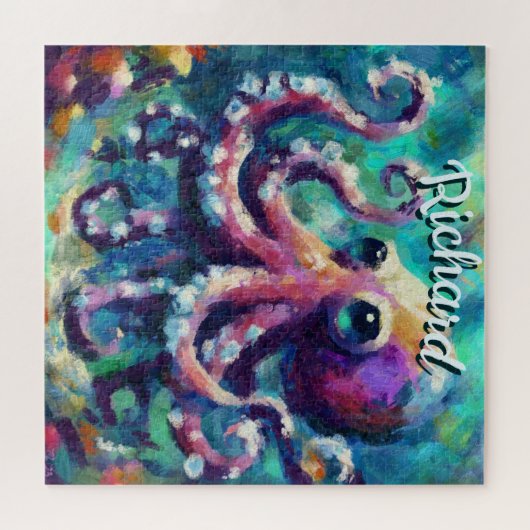 Octopus Nautisch Strand Kust gepersonaliseerd Legpuzzel (Horizontaal)