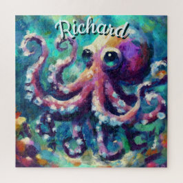 Octopus Nautisch Strand Kust gepersonaliseerd Legpuzzel