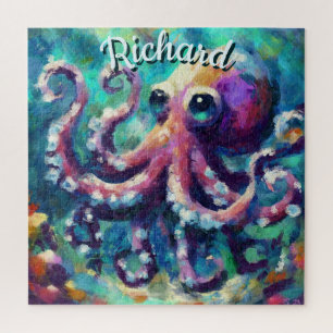Octopus Nautisch Strand Kust gepersonaliseerd Legpuzzel