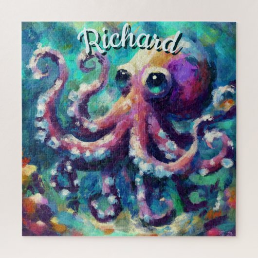 Octopus Nautisch Strand Kust gepersonaliseerd Legpuzzel (Verticaal)