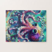 Octopus Nautisch Strand Kust gepersonaliseerd Legpuzzel (Horizontaal)
