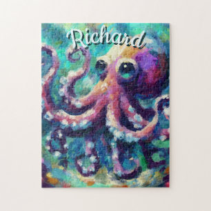 Octopus Nautisch Strand Kust gepersonaliseerd Legpuzzel