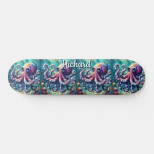 Octopus Nautisch Strand Kust gepersonaliseerd Persoonlijk Skateboard