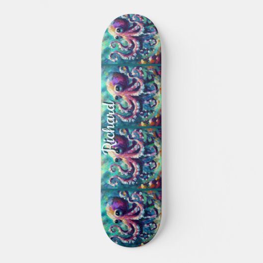 Octopus Nautisch Strand Kust gepersonaliseerd Persoonlijk Skateboard (Voorkant)