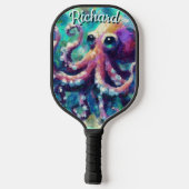 Octopus Nautisch Strand Kust gepersonaliseerd Pickleball Paddle (Achterkant)