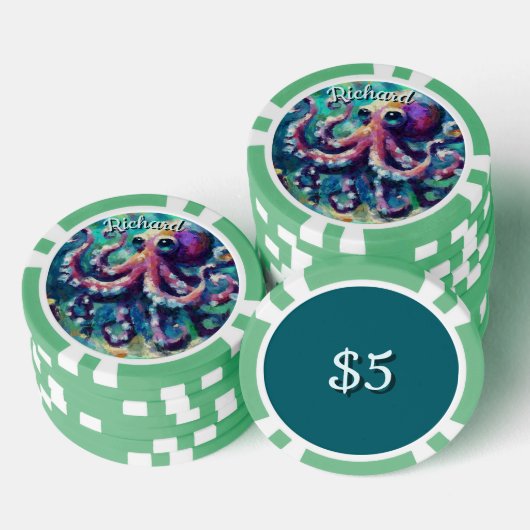Octopus Nautisch Strand Kust gepersonaliseerd Poker Chips (Opstapeling)