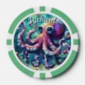 Octopus Nautisch Strand Kust gepersonaliseerd Poker Chips (Voorkant)