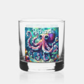 Octopus Nautisch Strand Kust gepersonaliseerd Whisky Glas (Achterkant)