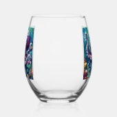 Octopus Nautisch Strand Kust gepersonaliseerd Wijnglas Zonder Voet (Links)