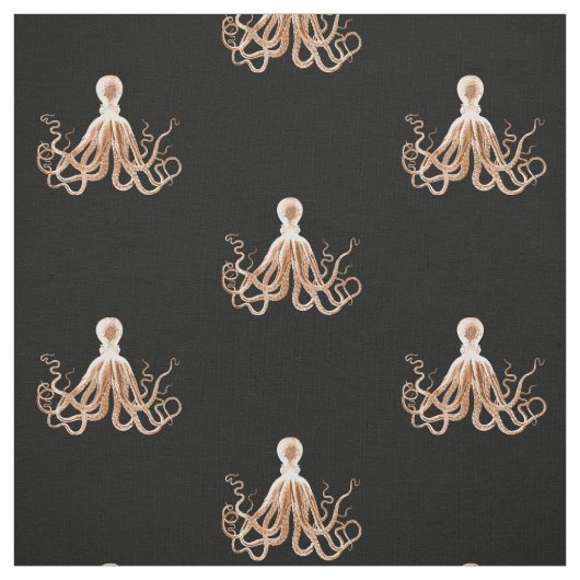 Octopus nautisch zwart stof (Swatch)