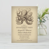 Octopus nautische strand verlovingsfeest kaart (Staand voorkant)