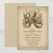 Octopus nautische strand verlovingsfeest kaart (Voorkant / Achterkant)