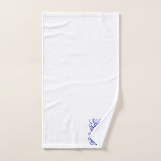 Octopus Navy Blauw Wit Nautische Kust Onder Zee Bad Handdoek (Handdoek)