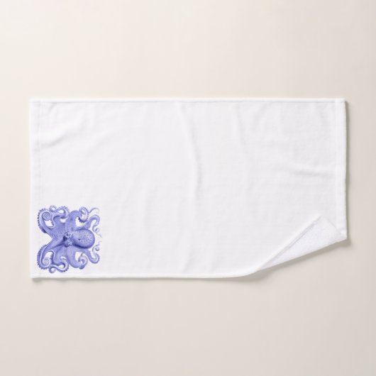Octopus Navy Blauw Wit Nautische Kust Onder Zee Bad Handdoek (Handdoek)