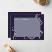 Octopus Navy Note Card Notitiekaartje (Voorkant / Achterkant in situ)