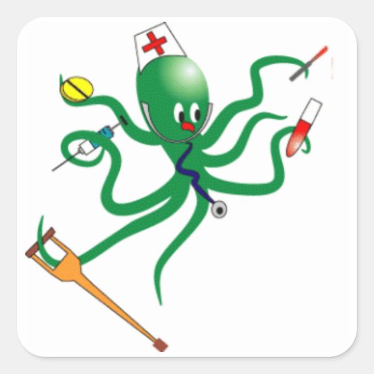 Octopus Nurse Square-Sticker Vierkante Sticker (Voorkant)