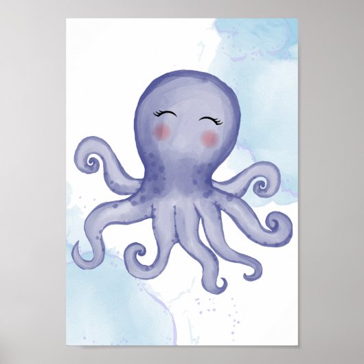 Octopus Nursery Poster Zee Dierlijke Kinderen (Voorkant)