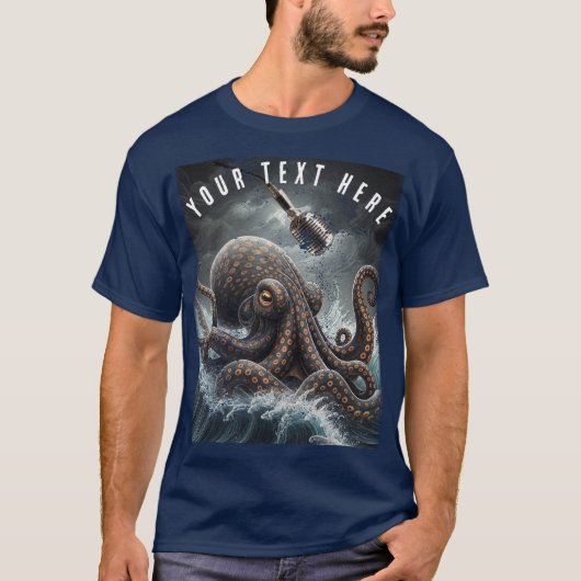 Octopus Oceaan Muzikant  T-shirt (Voorkant)