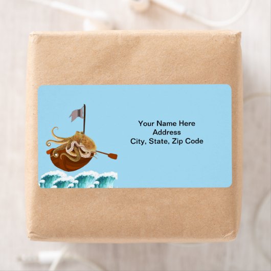 Octopus Ocean Waves Boat Labels (Insitu)