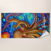 Octopus Ocean Zee Animal Persoonlijke naam Strandlaken (Voorkant)