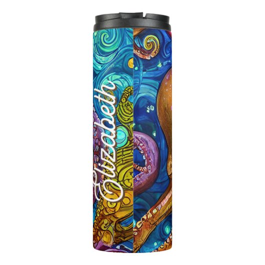 Octopus Ocean Zee Animal Persoonlijke naam Thermosbeker (Achterkant)