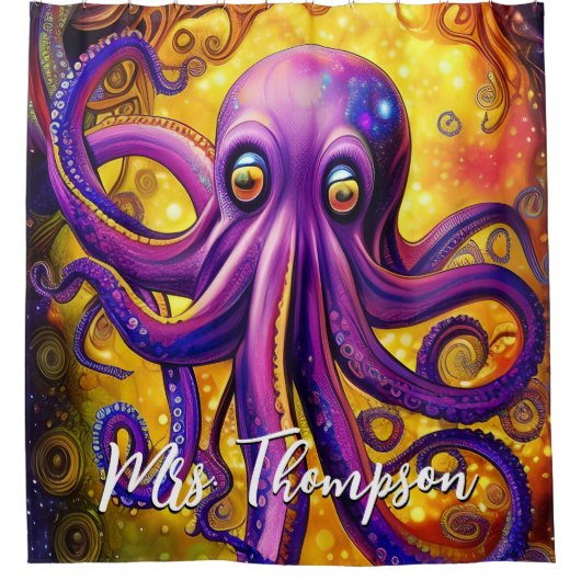 Octopus Ocean Zee Squid Animal Aquatic Tentacles Douchegordijn (Voorkant)