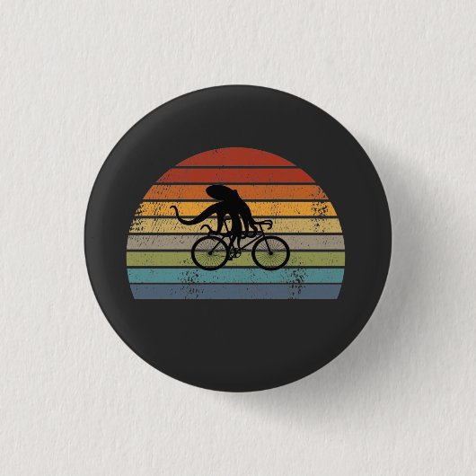 Octopus - Octopus Riding Bicycle Ronde Button 3,2 Cm (Voorkant)