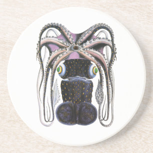 Octopus of Reuzenpijlinktvis, Antieke Dieren uit d Zandsteen Onderzetter