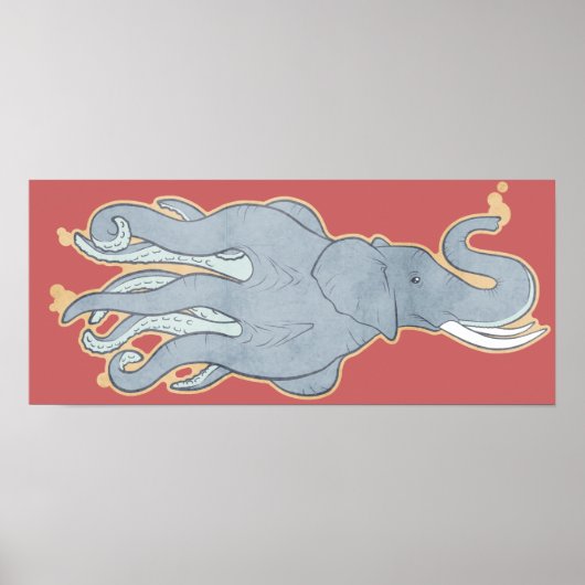  octopus olifant poster (Voorkant)