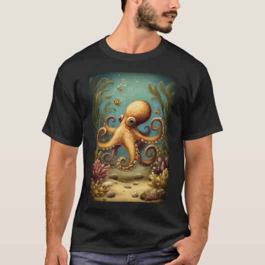 Octopus omringd door zeeleven t-shirt (Voorkant)
