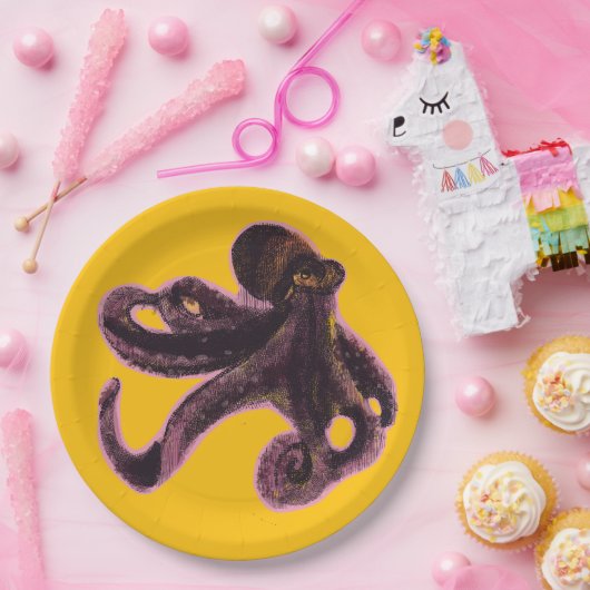 Octopus on balloon papieren bordje (Feest)