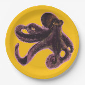 Octopus on balloon papieren bordje (Voorkant)