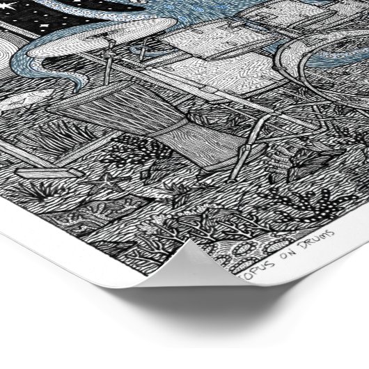 Octopus on Drums Poster (Hoek)