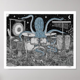 Octopus on Drums Poster