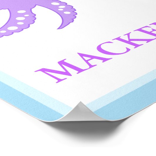 OCTOPUS onder DE AFDRUKKING VAN DE NAAM VAN DE Zee Poster (Hoek)