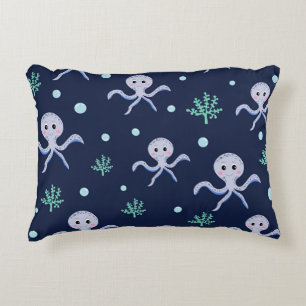 Octopus onder de zee kinderpatroon accent kussen