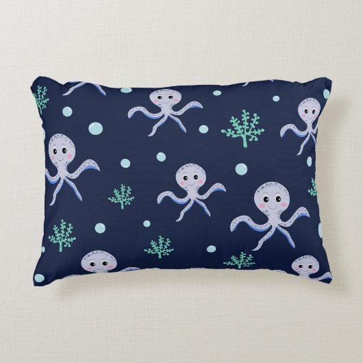 Octopus onder de zee kinderpatroon accent kussen (Voorkant)