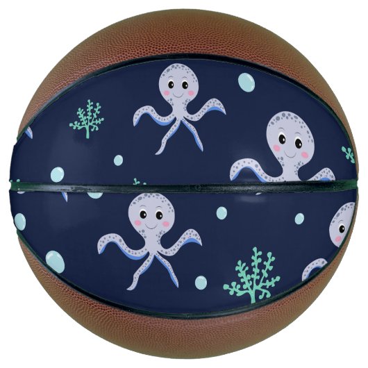 Octopus onder de zee kinderpatroon basketbal (Voorkant)