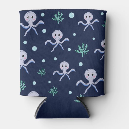 Octopus onder de zee kinderpatroon blikjeskoeler (Voorkant)