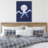 Octopus onder de zee kinderpatroon canvas afdruk (Insitu (Slaapkamer))