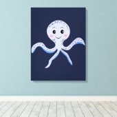 Octopus onder de zee kinderpatroon canvas afdruk (Insitu (Houten vloer))